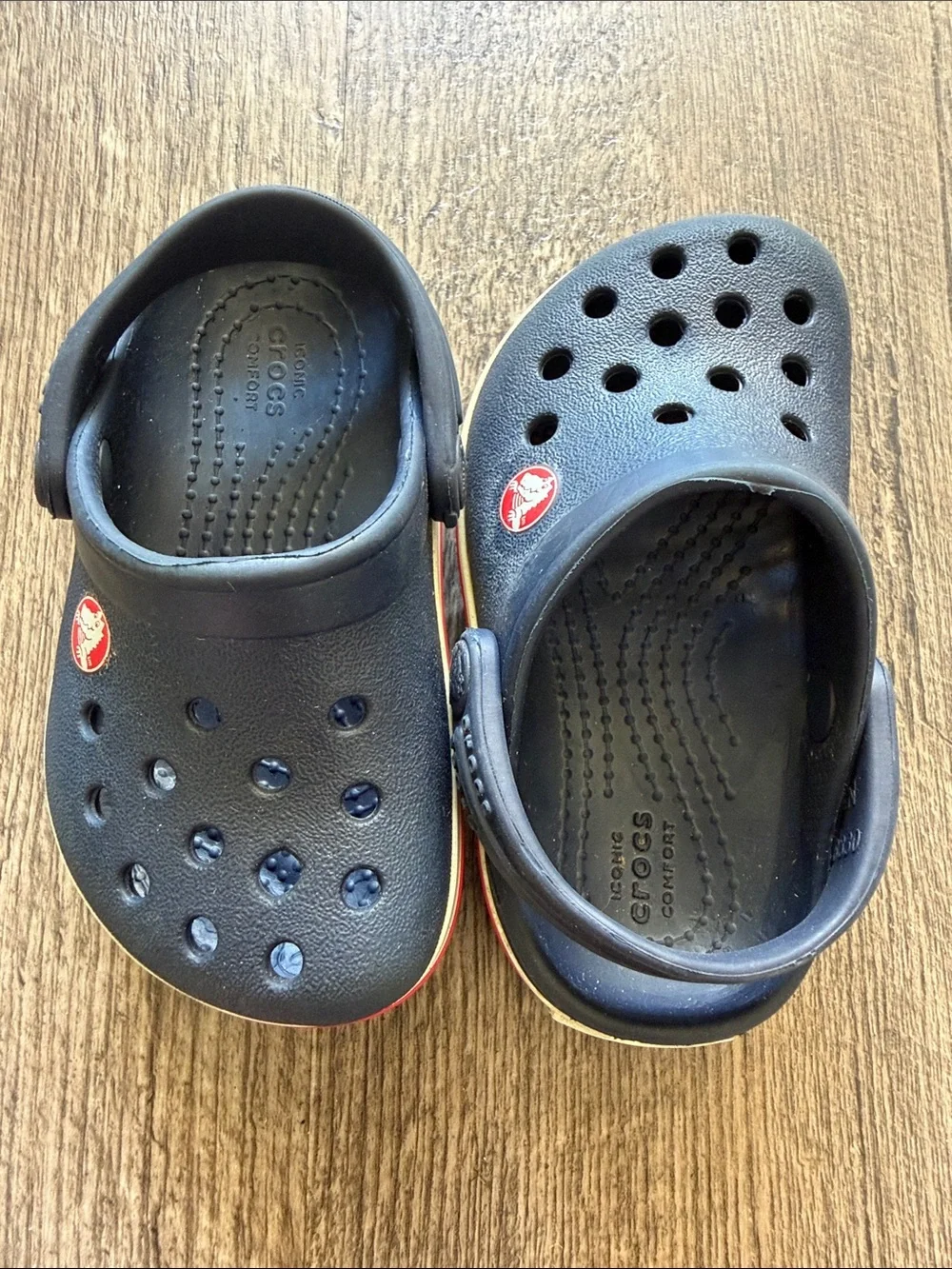 CROCS Kids Classic Clog in Navy with Red Trim